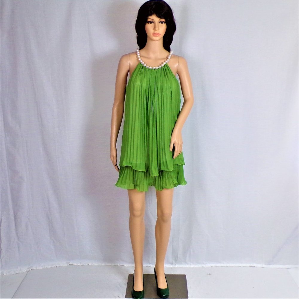STYLE one-size green 2-layer A-line party dress